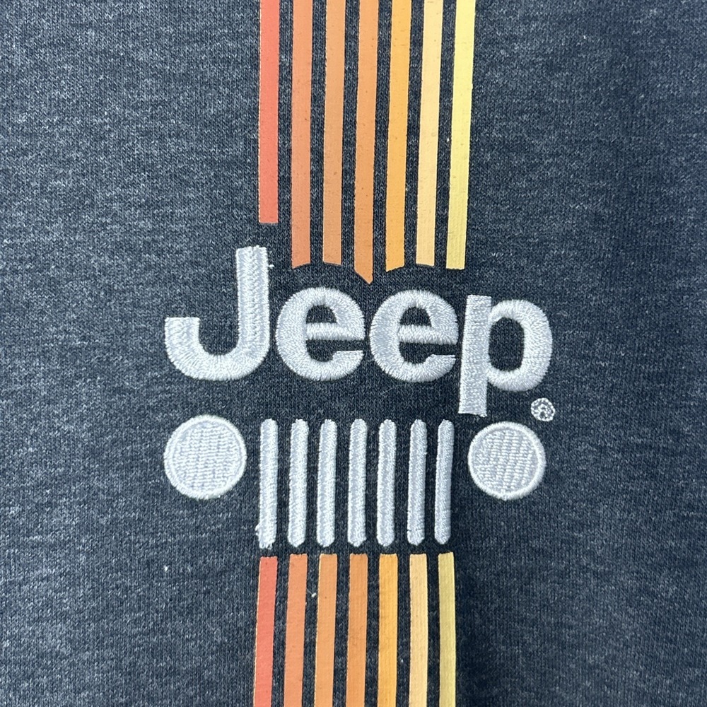 Jeep Charcoal Gray Pullover Hoodie with Orange Lined Hood and Stripe Accent - Picture 2 of 7